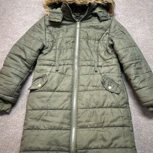 Kids Olive Green Quilted Coat